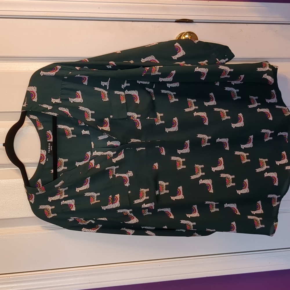 Torrid Harper style blouse with Llamas